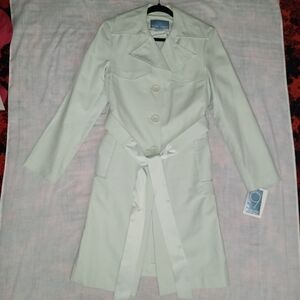 Nine West New Light Mint Green Cotton Trench Coat Medium